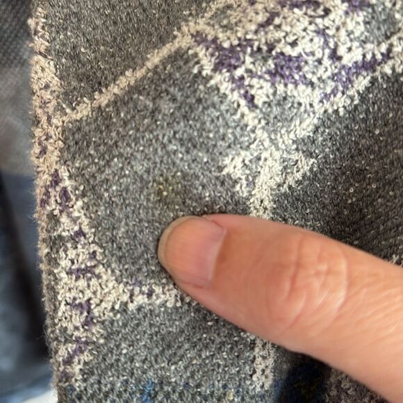 J. Jill Women Patchwork open cardigan duster argyle long sweater blue gray Small - Picture 10 of 11